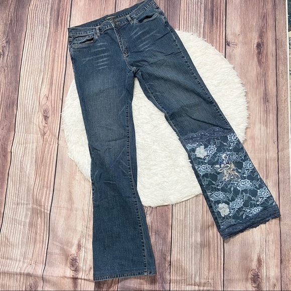 Kate Landry jeans bootleg lace floral size 14 - Picture 1 of 5